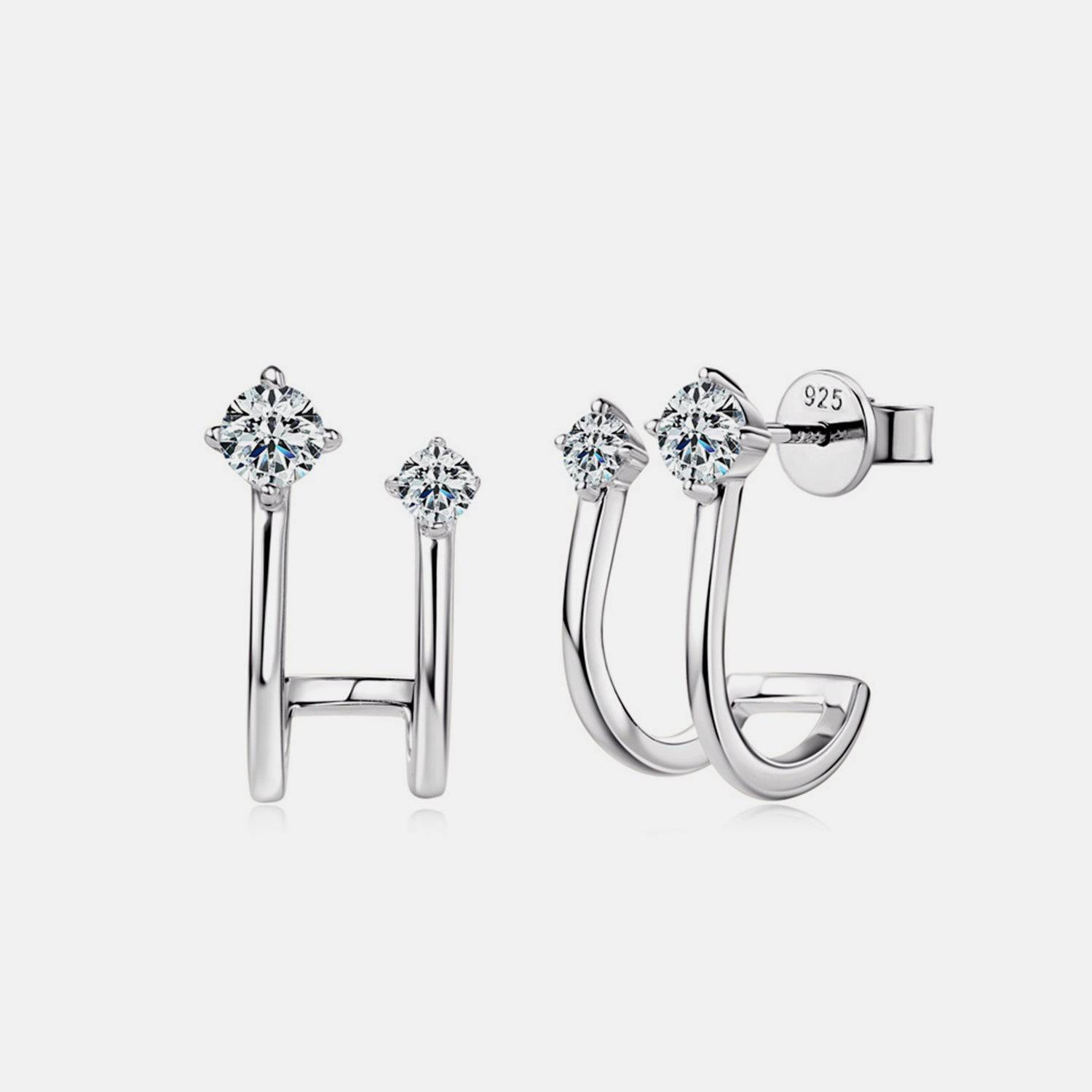 Moissanite 925 Sterling Silver C-Hoop Earrings - Siennasass