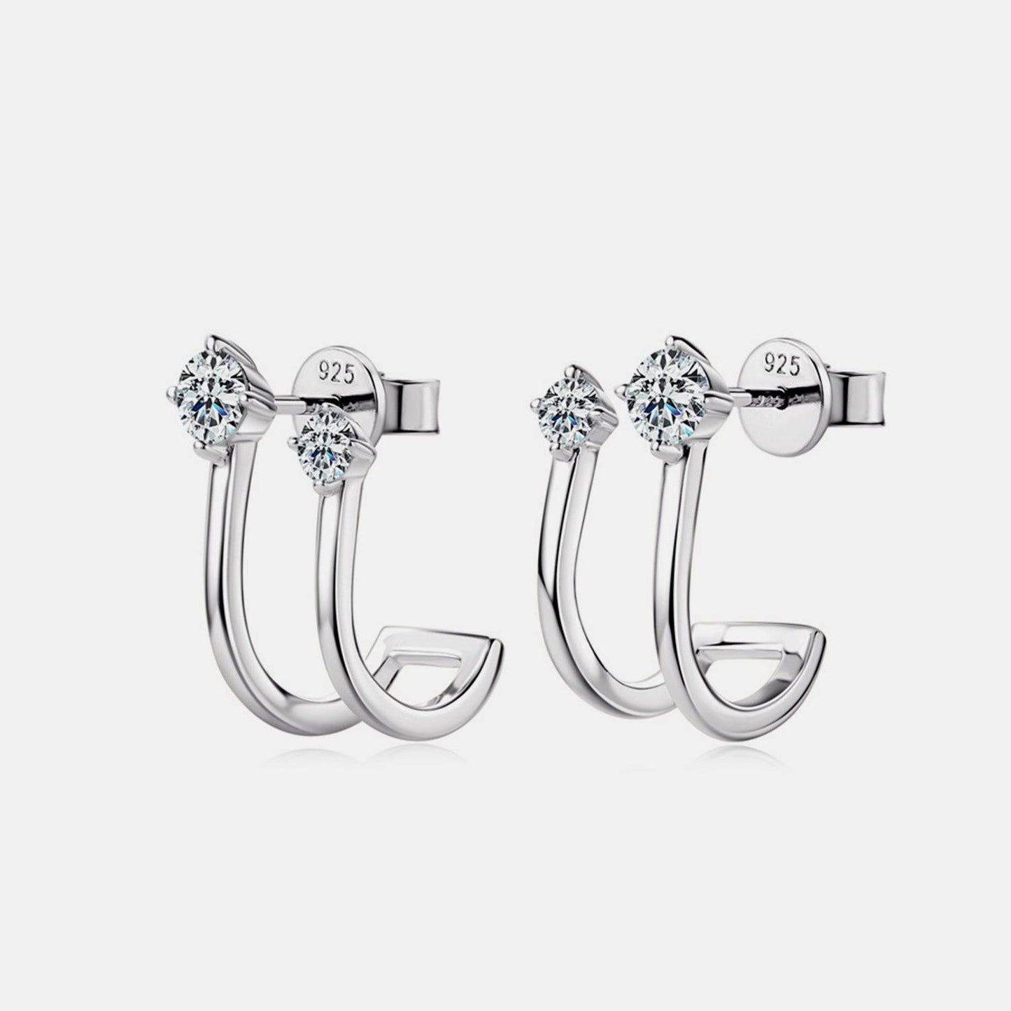 Moissanite 925 Sterling Silver C-Hoop Earrings - Siennasass