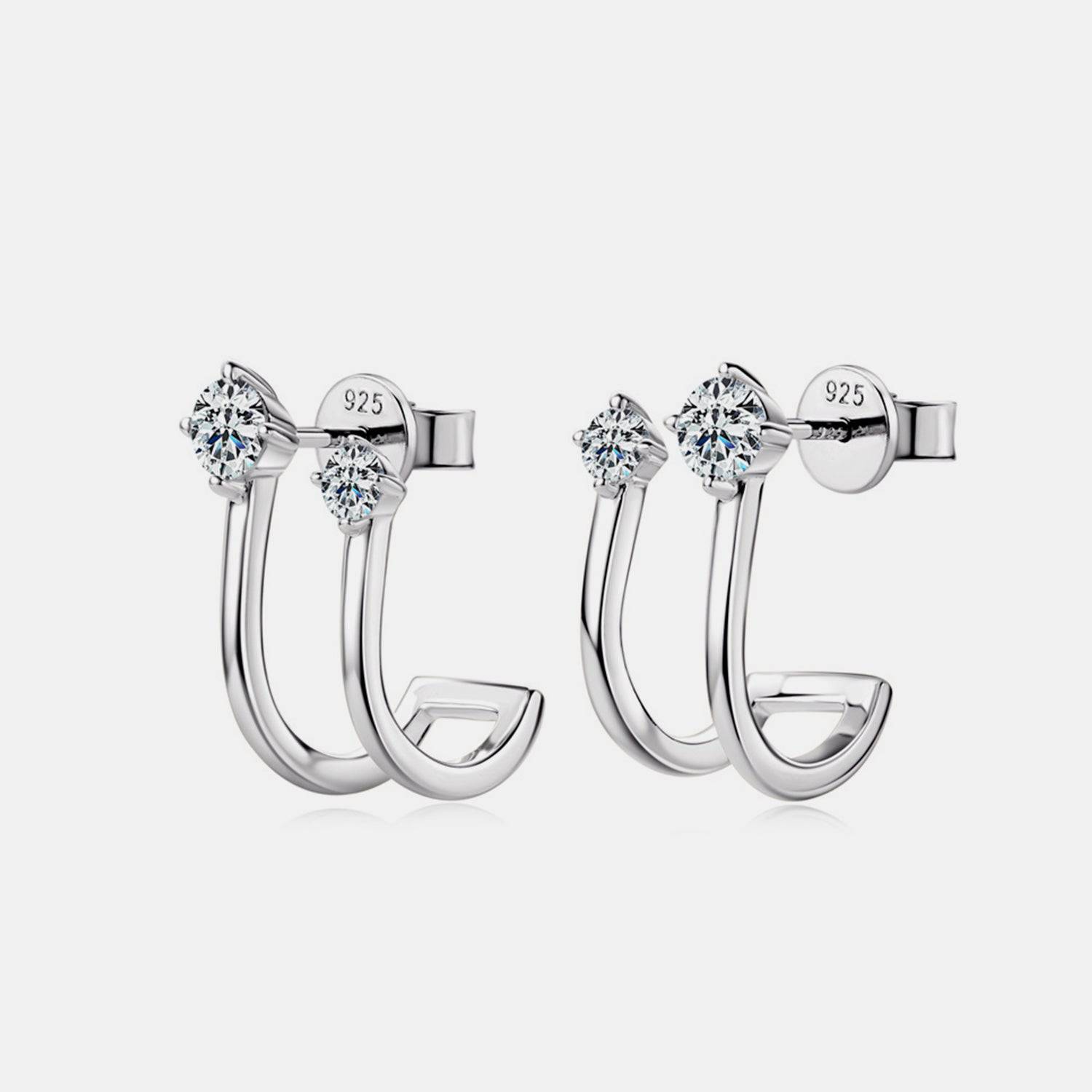 Moissanite 925 Sterling Silver C-Hoop Earrings - Siennasass