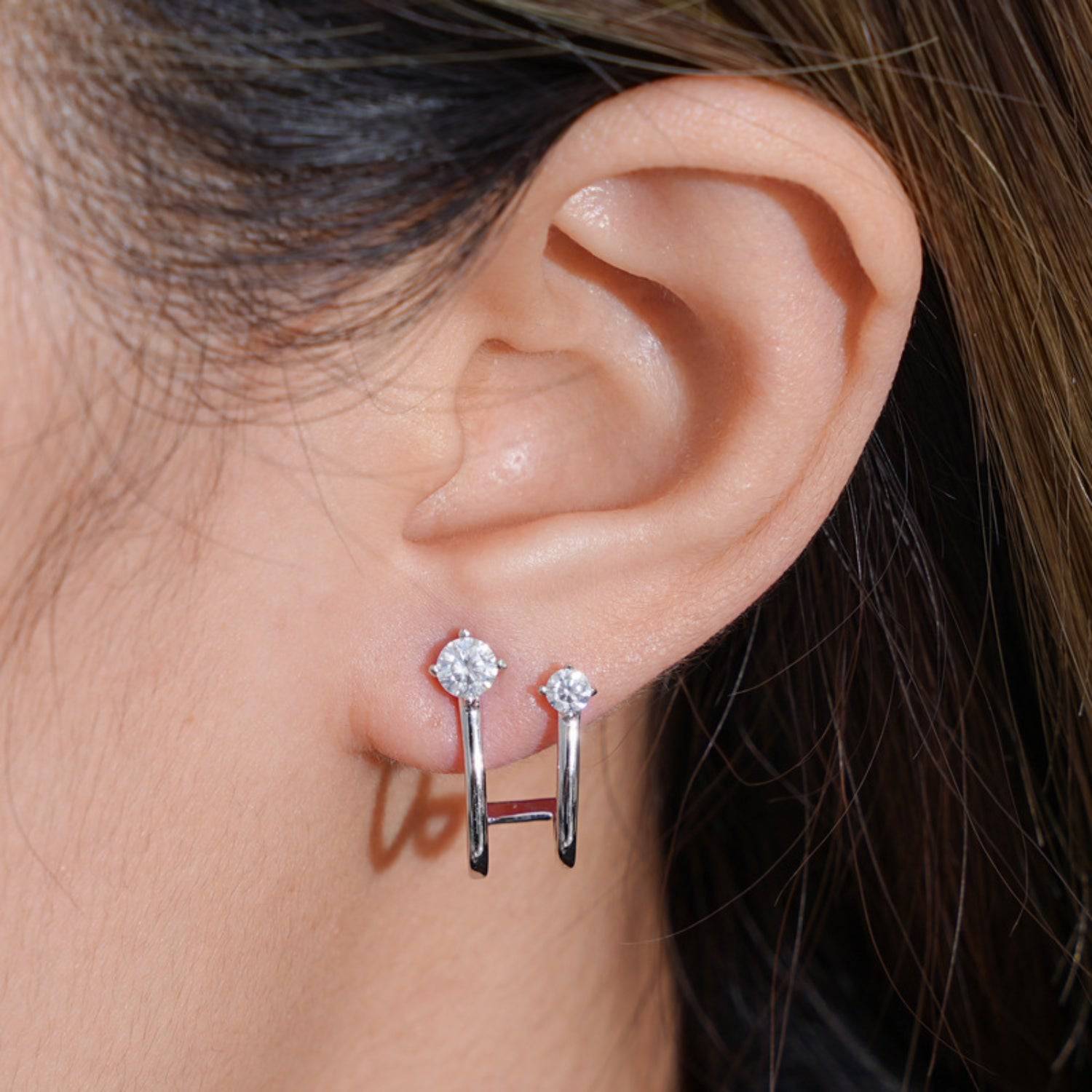 Moissanite 925 Sterling Silver C-Hoop Earrings - Siennasass