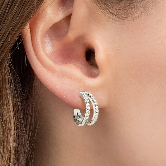 Moissanite 925 Sterling Silver C-Hoop Earrings - Siennasass