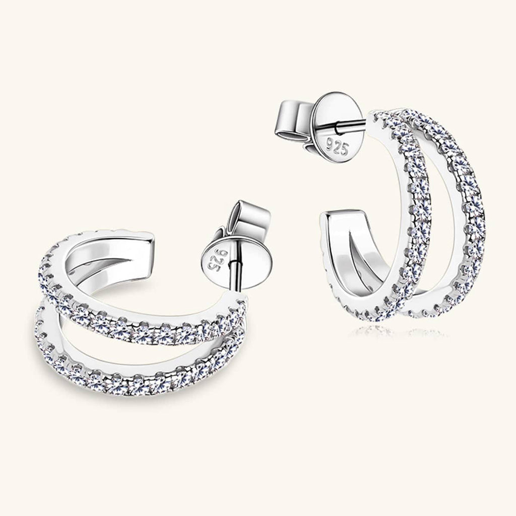 Moissanite 925 Sterling Silver C-Hoop Earrings - Siennasass