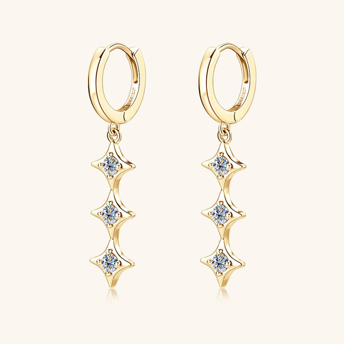 Moissanite 925 Sterling Silver Geometric Shape Earrings - Siennasass