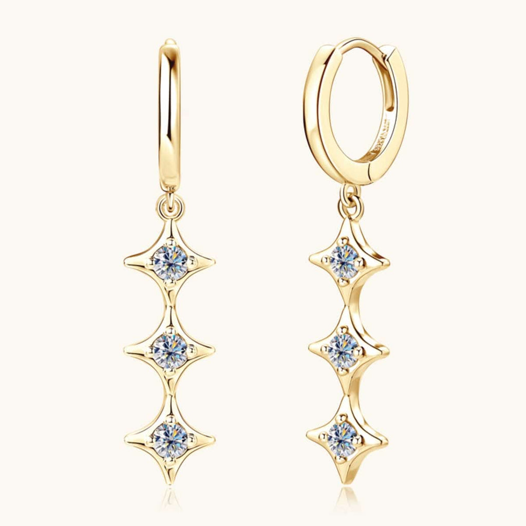 Moissanite 925 Sterling Silver Geometric Shape Earrings - Siennasass