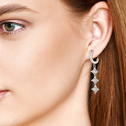 Moissanite 925 Sterling Silver Geometric Shape Earrings - Siennasass