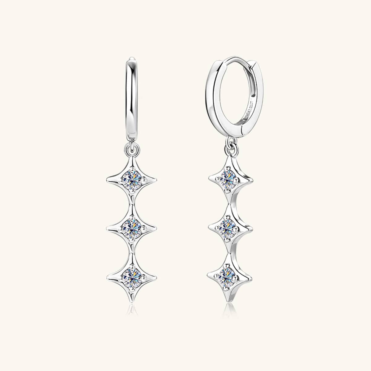 Moissanite 925 Sterling Silver Geometric Shape Earrings - Siennasass