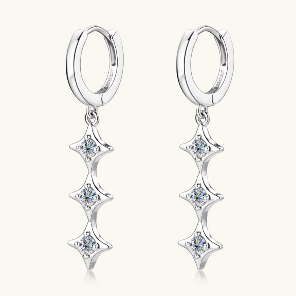 Moissanite 925 Sterling Silver Geometric Shape Earrings - Siennasass