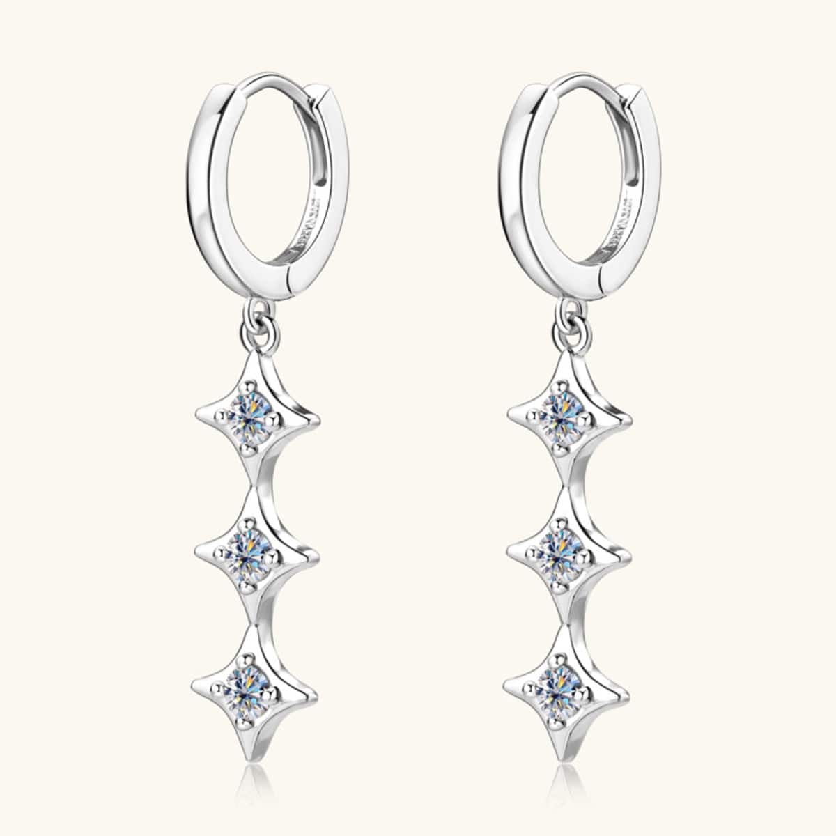 Moissanite 925 Sterling Silver Geometric Shape Earrings - Siennasass