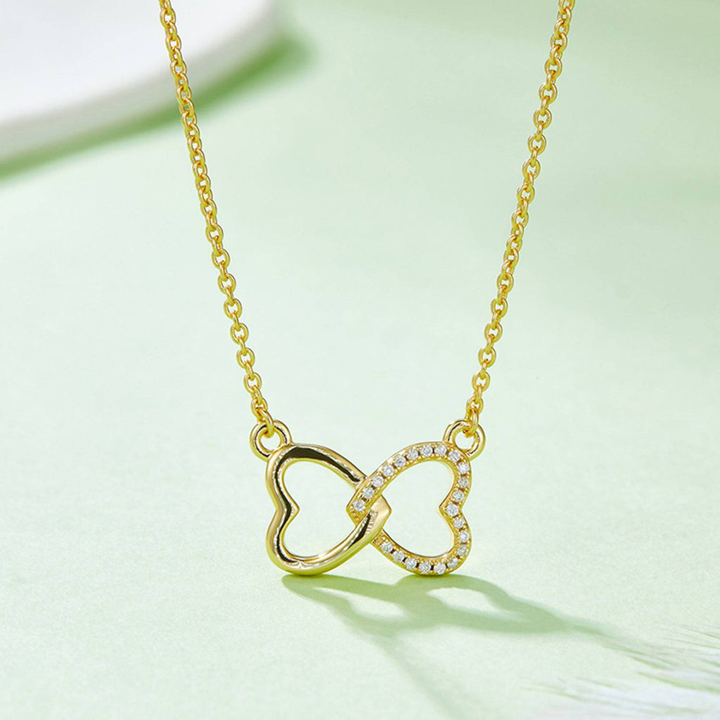 Moissanite 925 Sterling Silver Heart Bow Necklace - Siennasass
