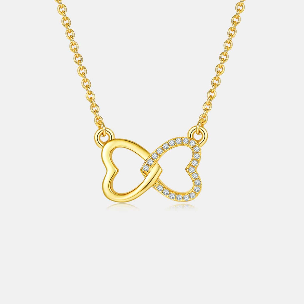 Moissanite 925 Sterling Silver Heart Bow Necklace - Siennasass