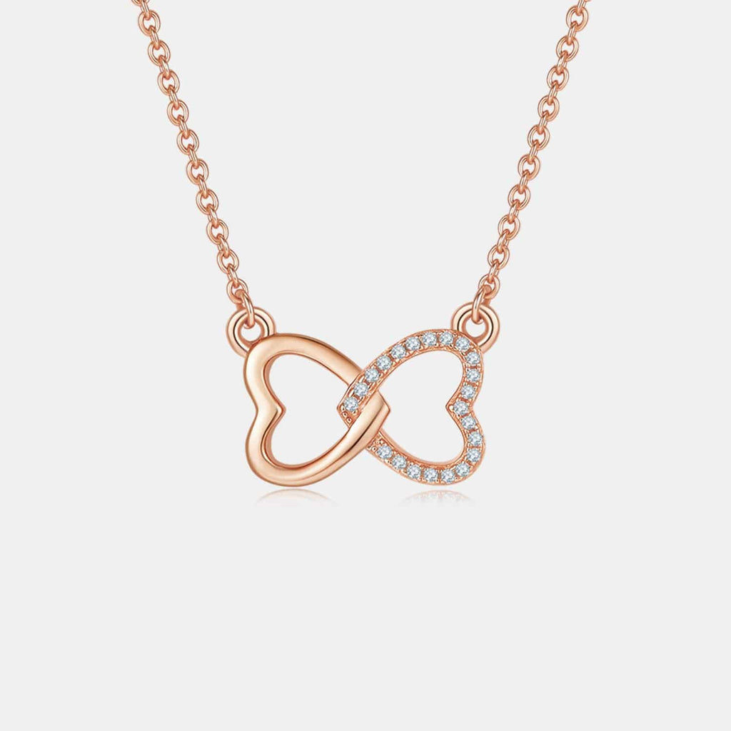 Moissanite 925 Sterling Silver Heart Bow Necklace - Siennasass