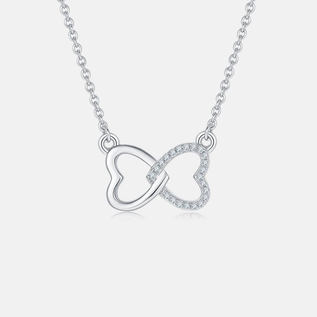Moissanite 925 Sterling Silver Heart Bow Necklace - Siennasass