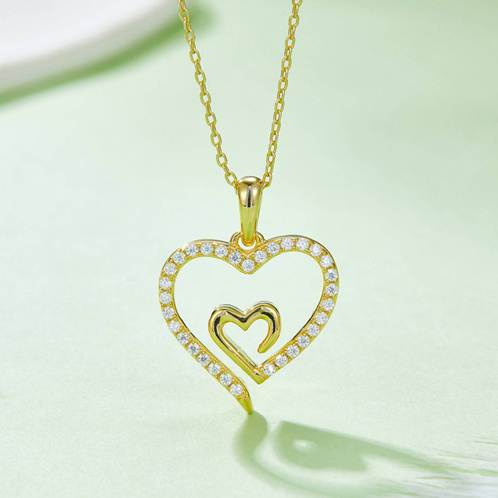 Moissanite 925 Sterling Silver Heart Pendant Necklace - Siennasass