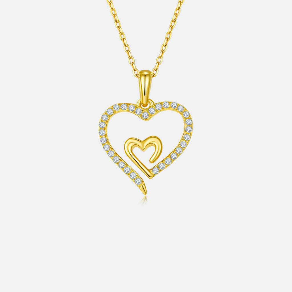 Moissanite 925 Sterling Silver Heart Pendant Necklace - Siennasass