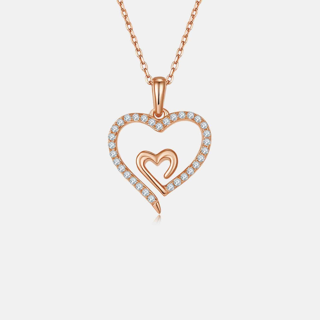 Moissanite 925 Sterling Silver Heart Pendant Necklace - Siennasass