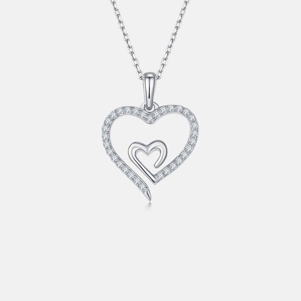 Moissanite 925 Sterling Silver Heart Pendant Necklace - Siennasass