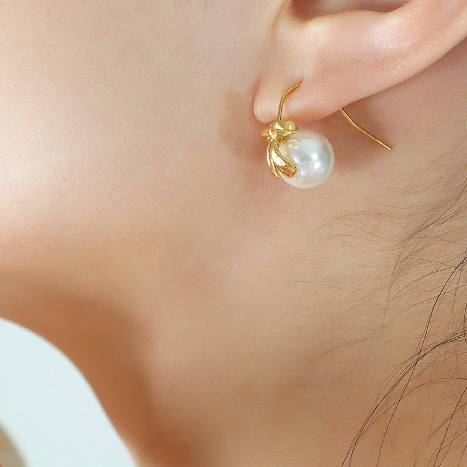 Titanium Steel Bow Drop Earrings - Siennasass