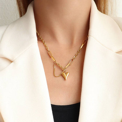 Titanium Steel Heart Pendant Necklace - Siennasass