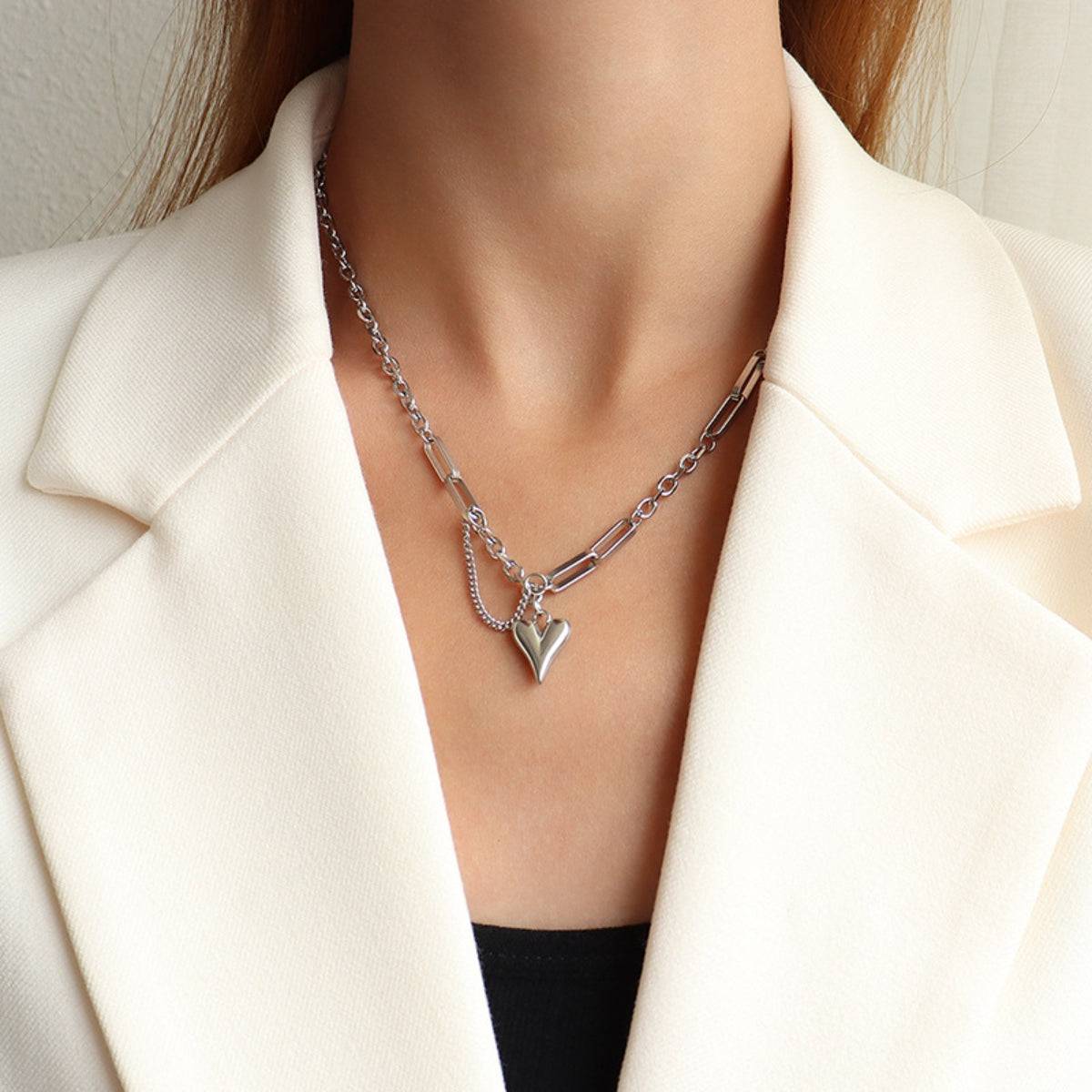 Titanium Steel Heart Pendant Necklace - Siennasass