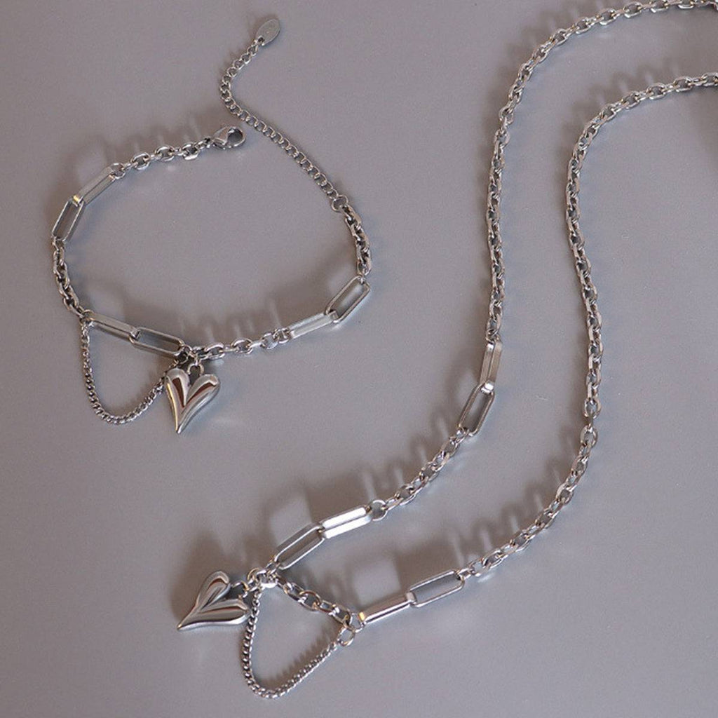 Titanium Steel Heart Pendant Necklace - Siennasass