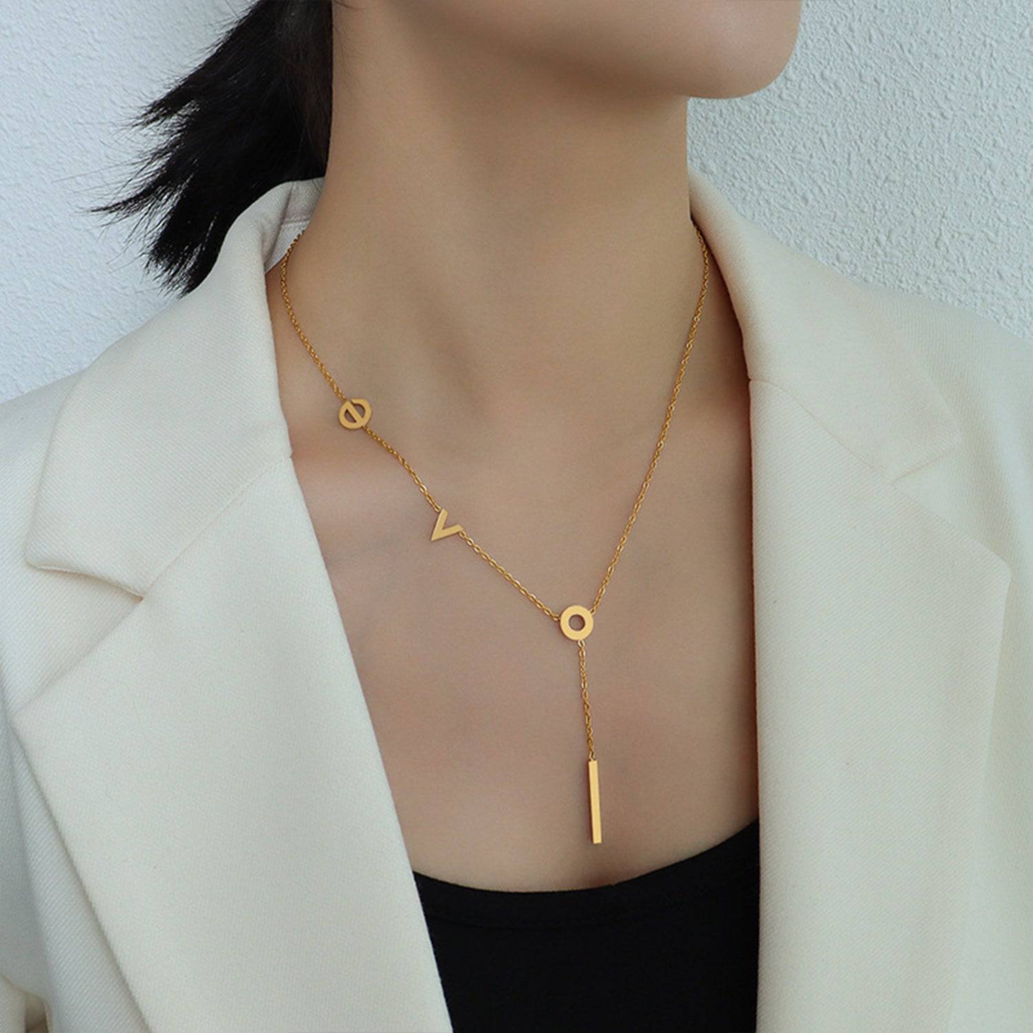 Titanium Steel Letter Necklace - Siennasass