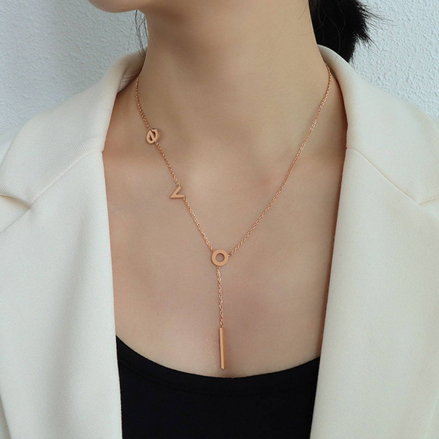 Titanium Steel Letter Necklace - Siennasass