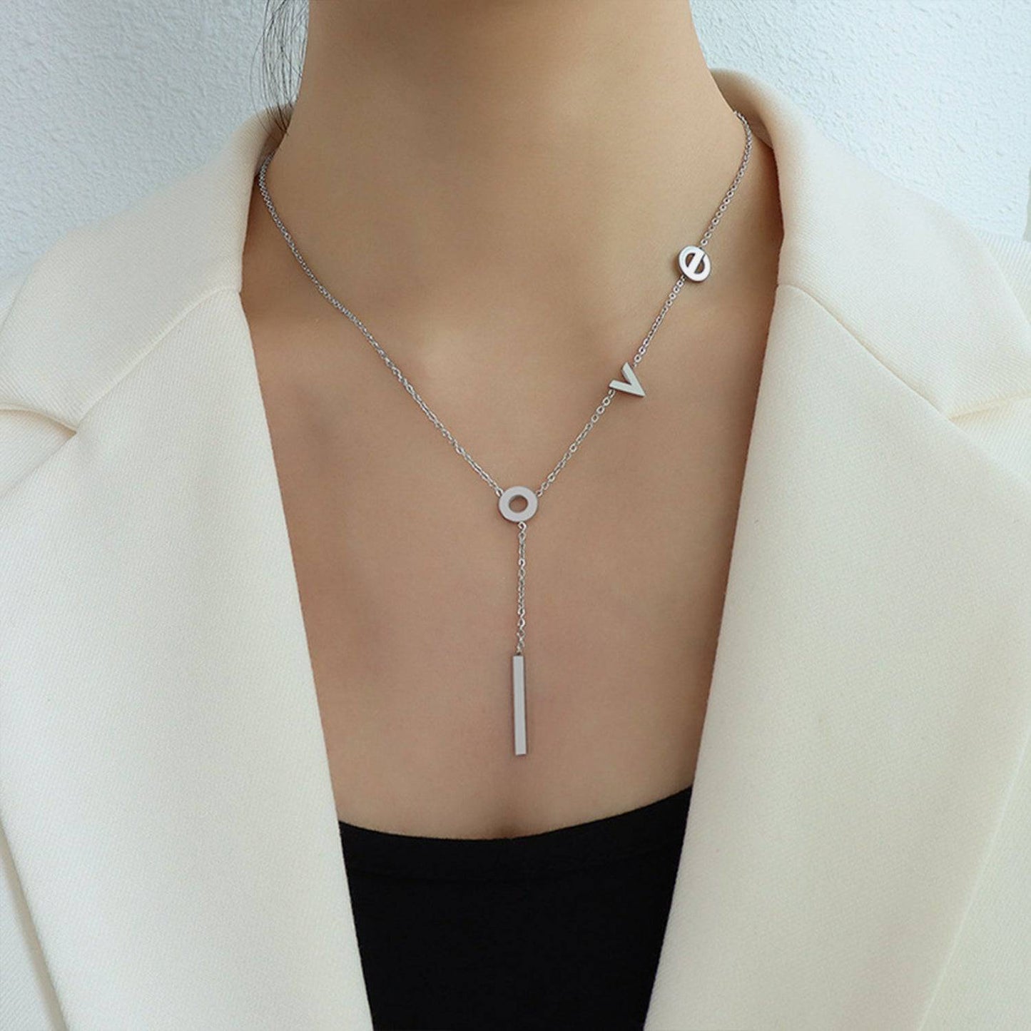 Titanium Steel Letter Necklace - Siennasass