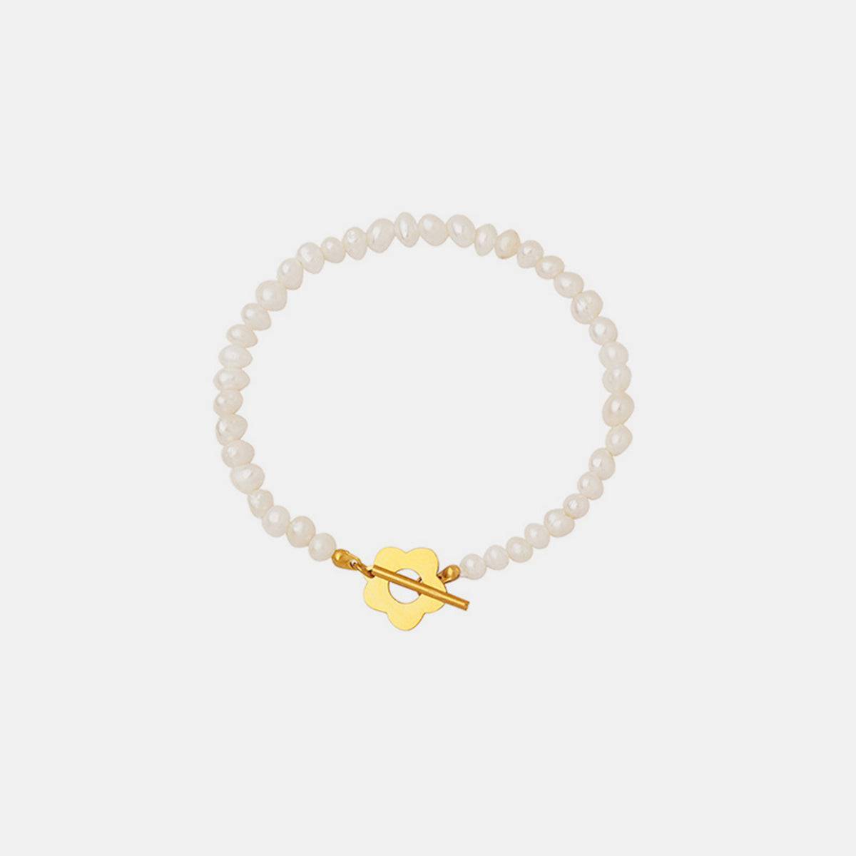 Titanium Steel Pearl Flower Bracelet - Siennasass