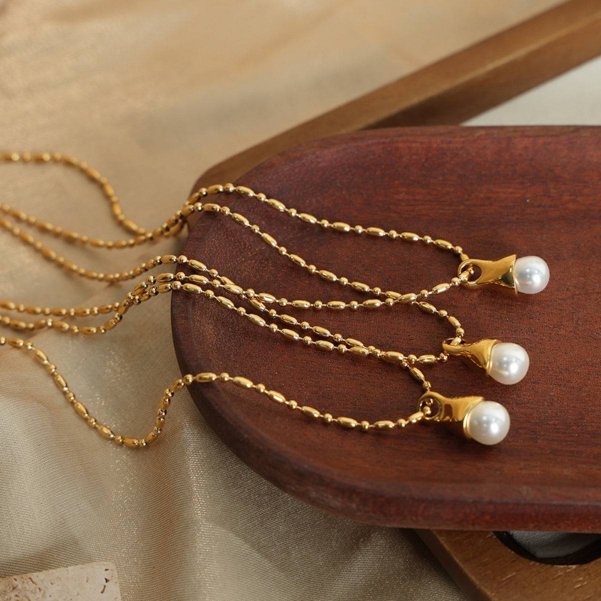 Titanium Steel Pearl Pendant Necklace - Siennasass