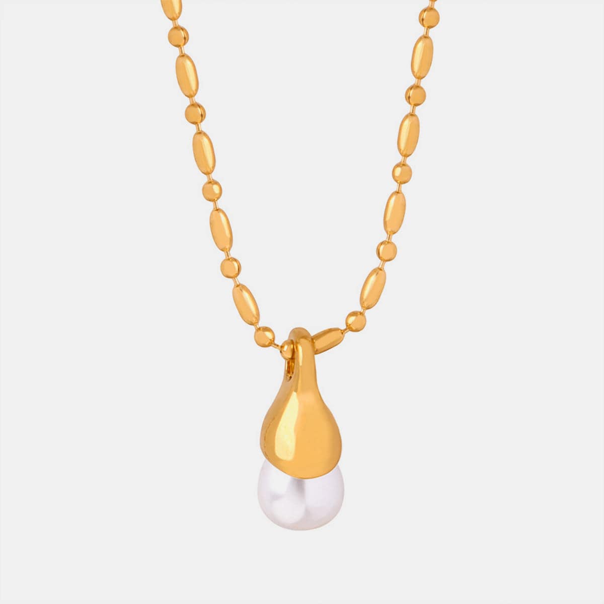 Titanium Steel Pearl Pendant Necklace - Siennasass