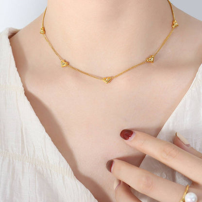 Titanium Steel Zircon Heart Necklace - Siennasass