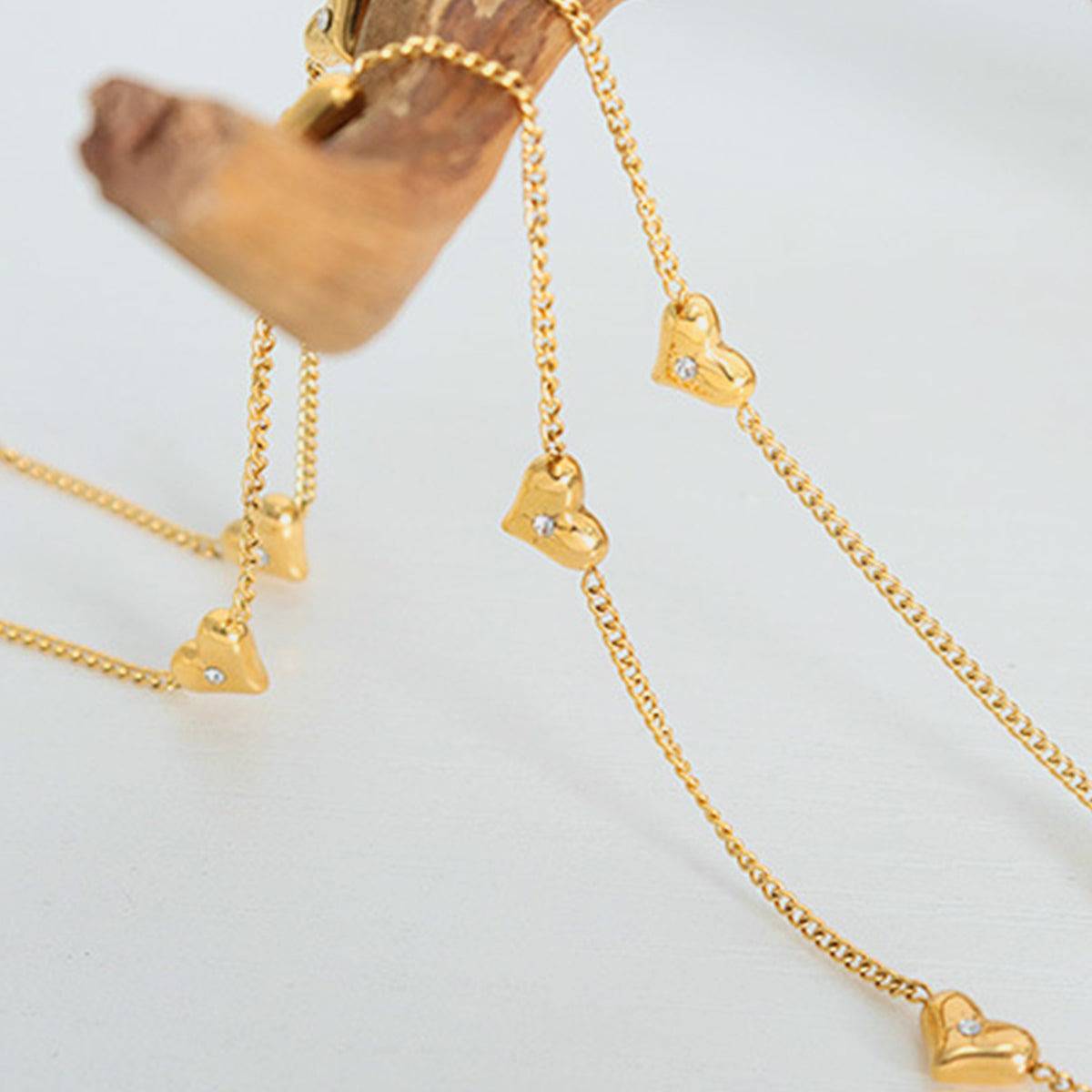 Titanium Steel Zircon Heart Necklace - Siennasass