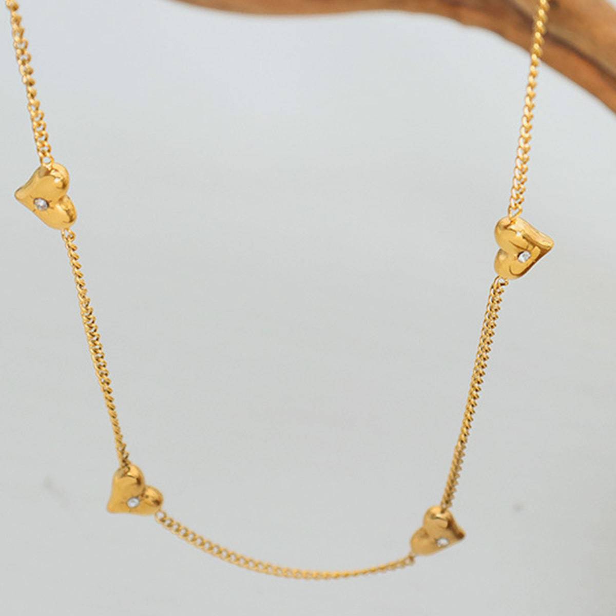 Titanium Steel Zircon Heart Necklace - Siennasass