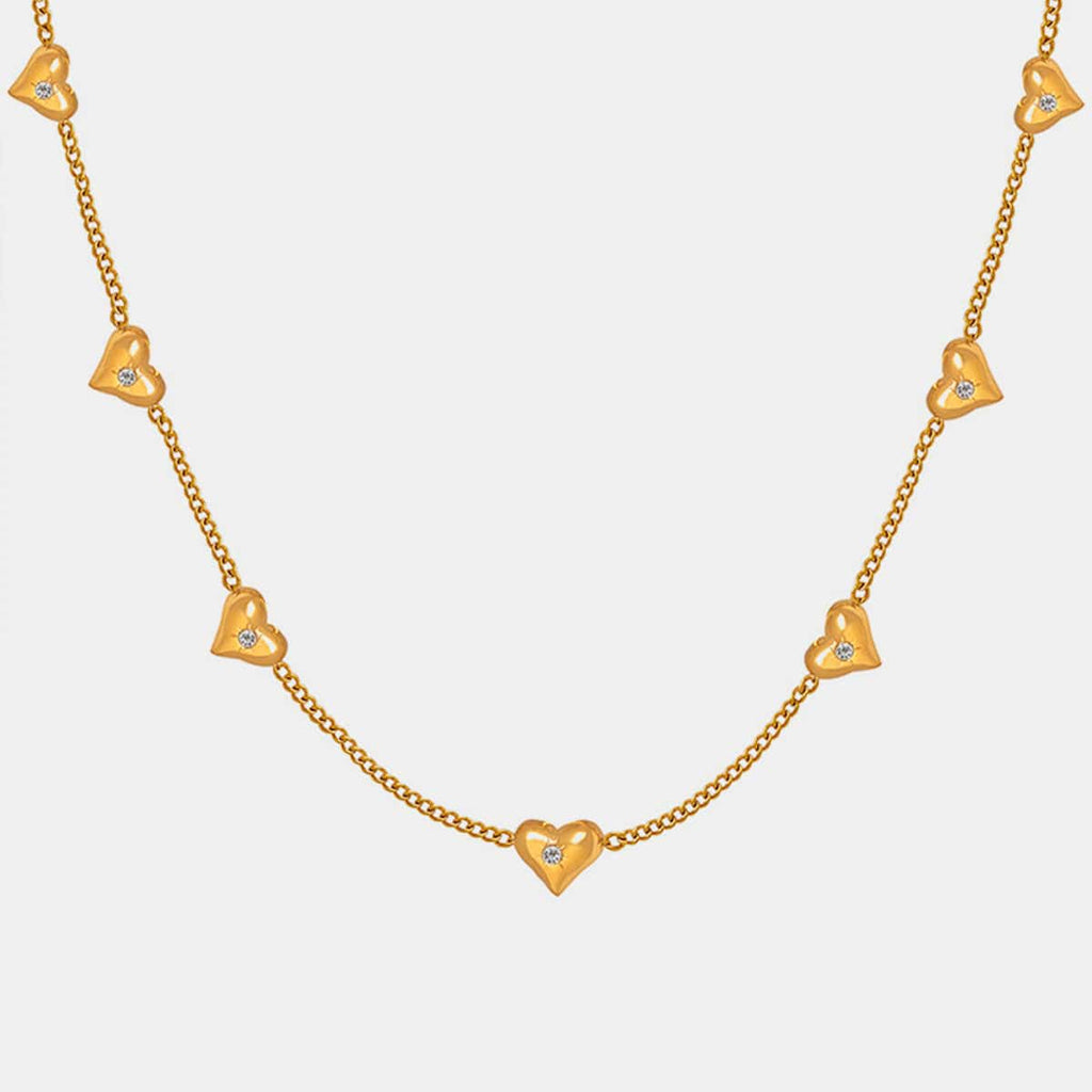 Titanium Steel Zircon Heart Necklace - Siennasass