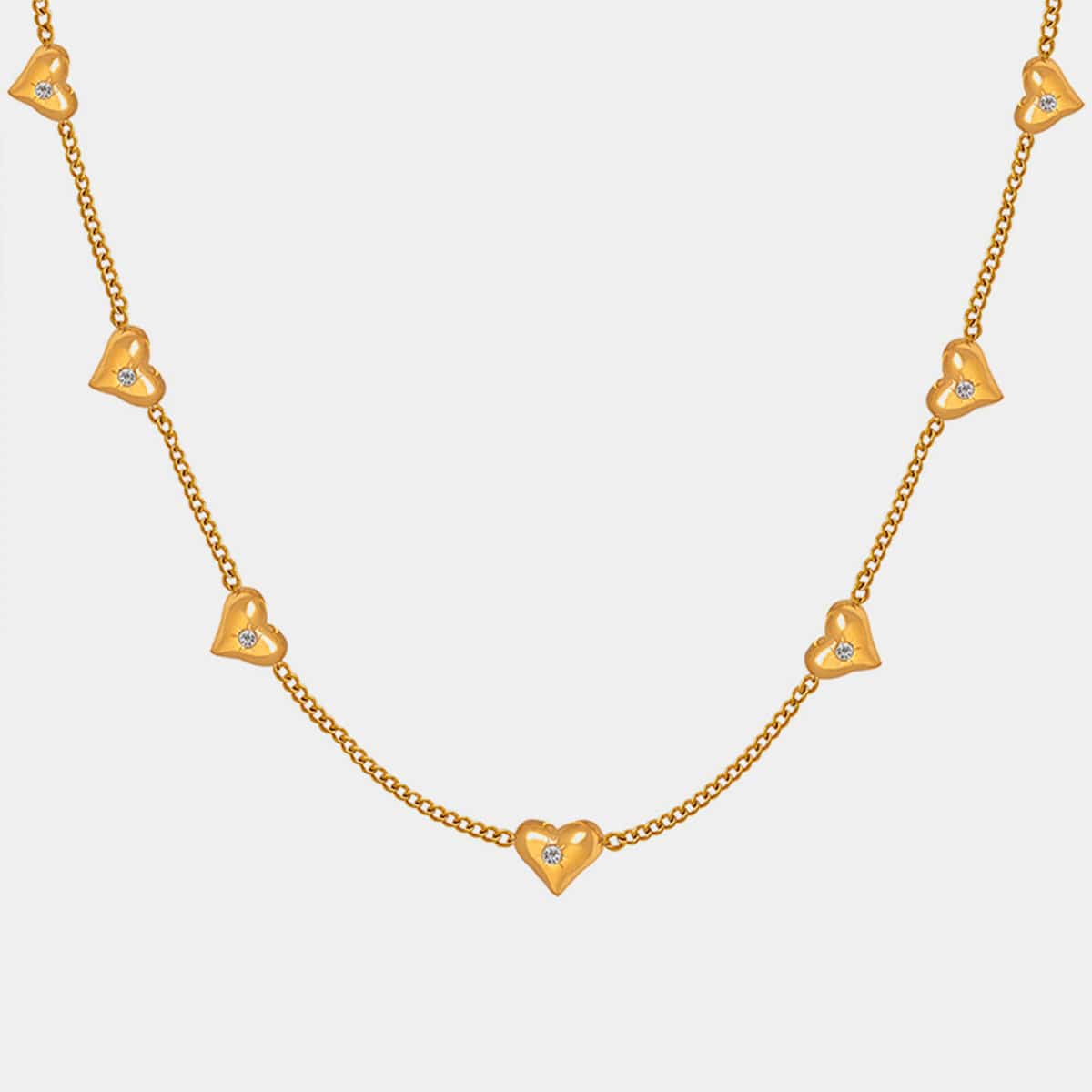 Titanium Steel Zircon Heart Necklace - Siennasass