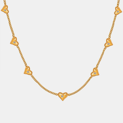 Titanium Steel Zircon Heart Necklace - Siennasass