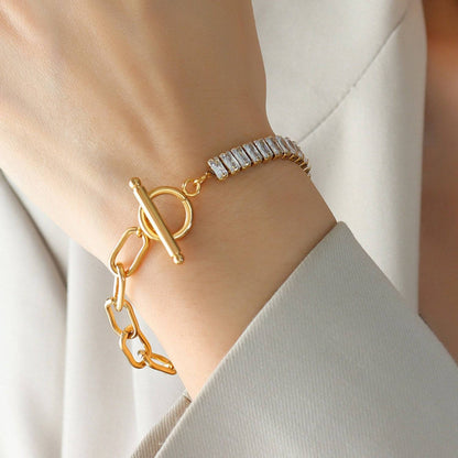 Zircon Titanium Steel Closure Bracelet - Siennasass