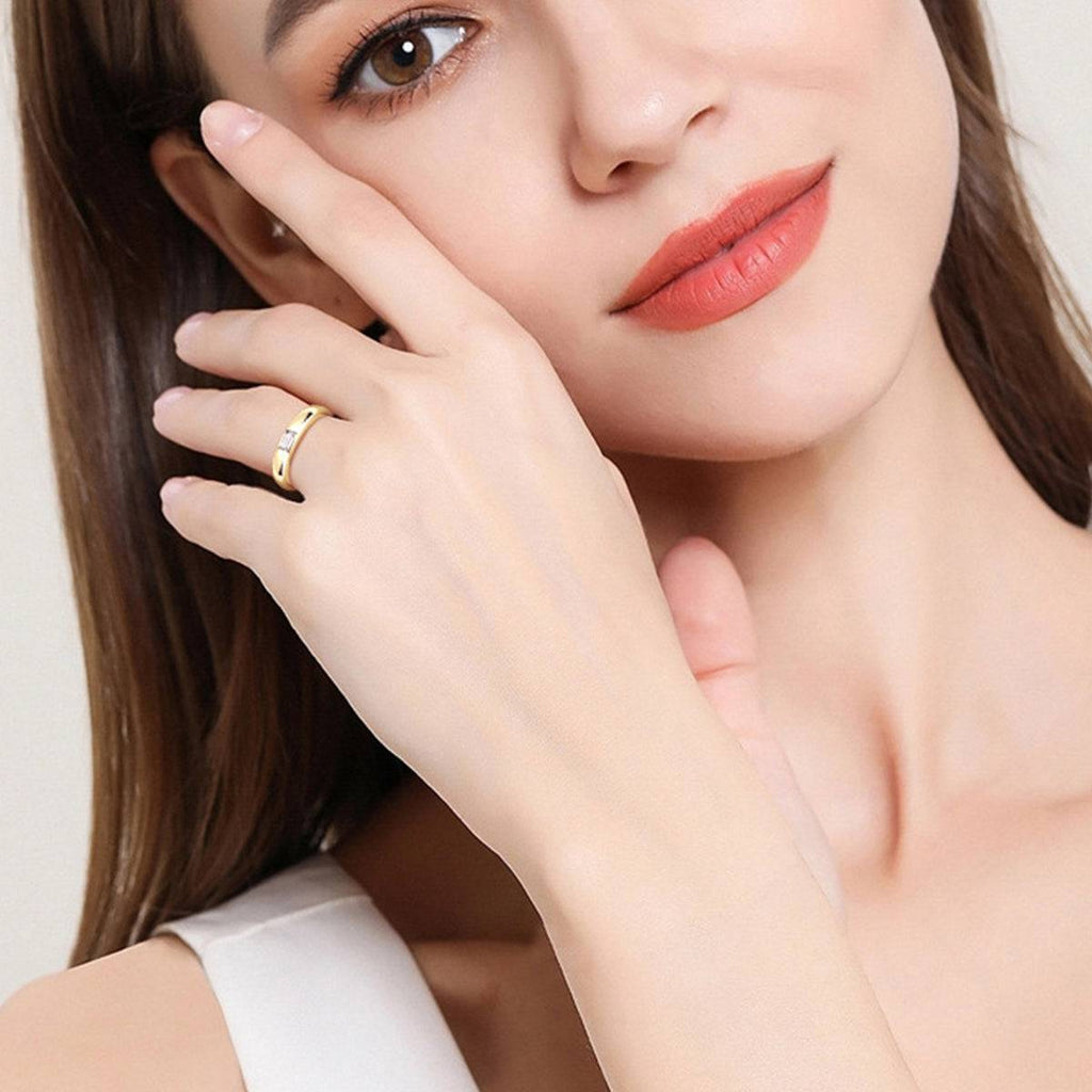 925 Sterling Silver Inlaid Moissanite Ring - Siennasass