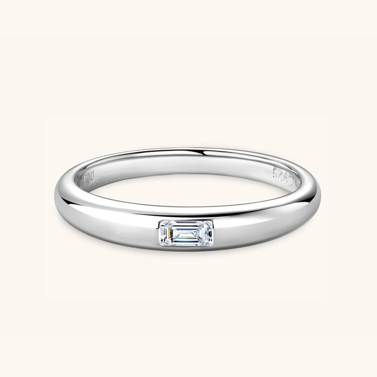 925 Sterling Silver Inlaid Moissanite Ring - Siennasass