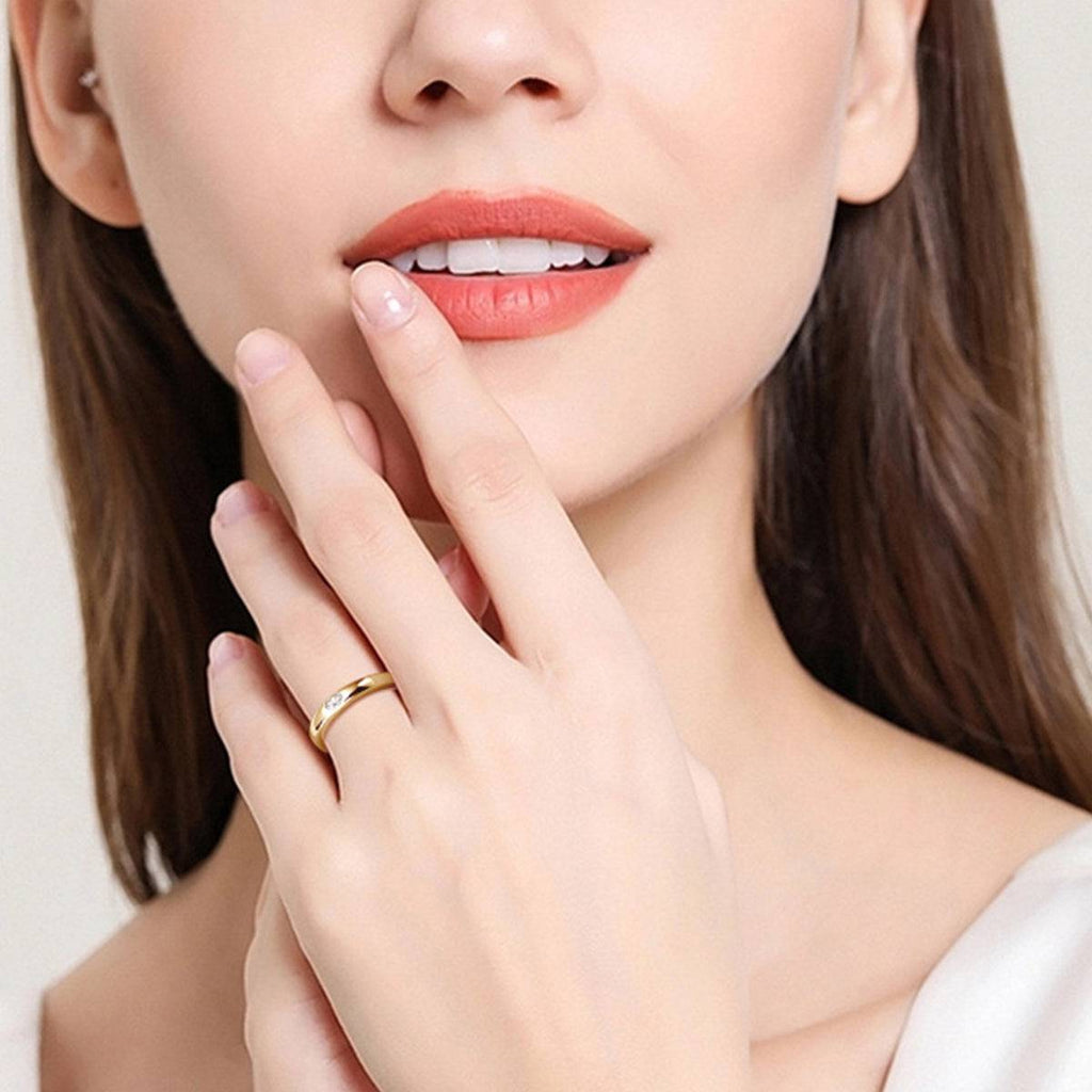 925 Sterling Silver Inlaid Moissanite Ring - Siennasass