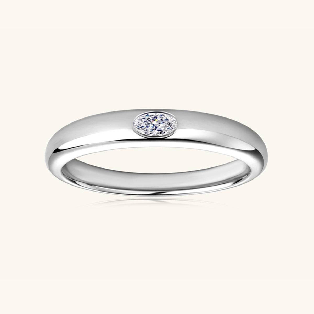925 Sterling Silver Inlaid Moissanite Ring - Siennasass