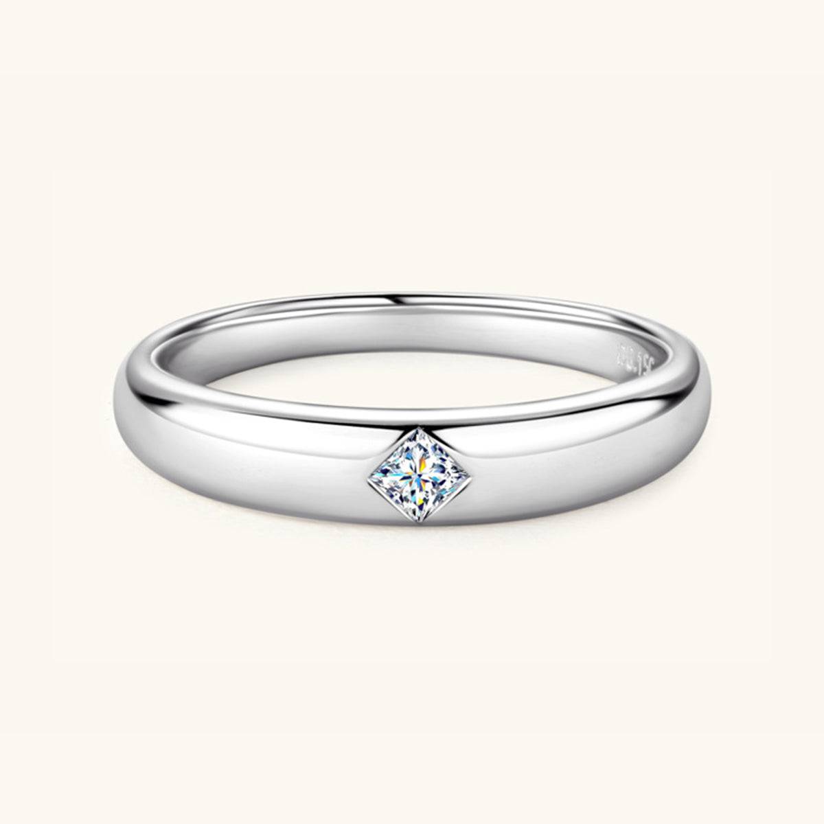 925 Sterling Silver Inlaid Moissanite Ring - Siennasass