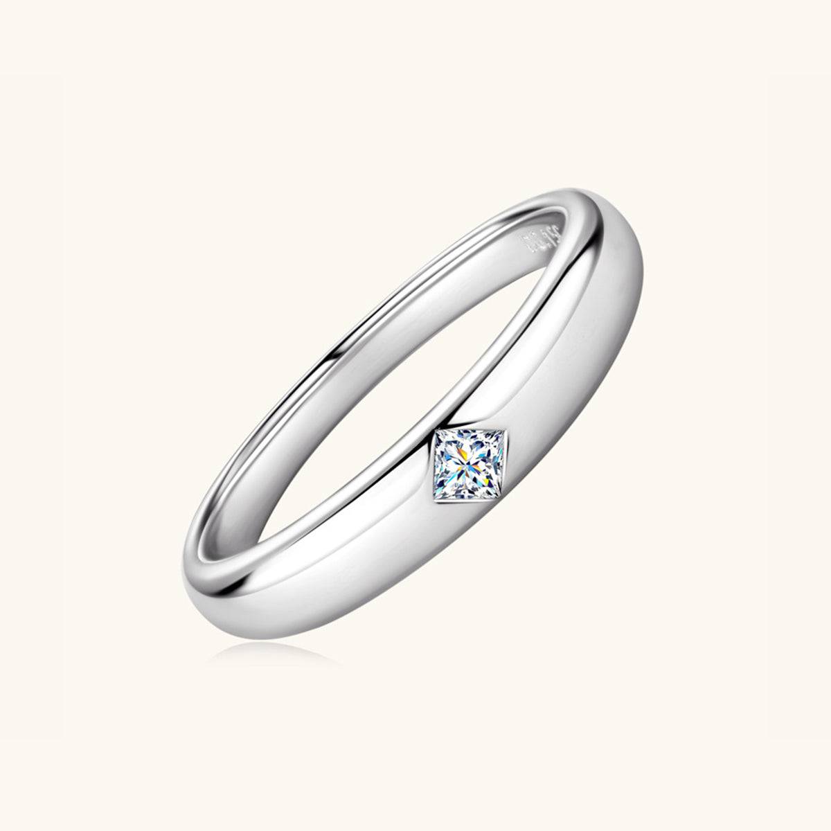 925 Sterling Silver Inlaid Moissanite Ring - Siennasass