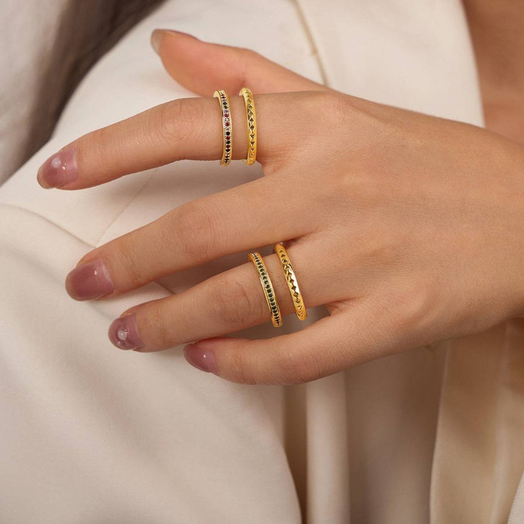 Gold-Plated Czech Diamond Double-Layered Ring - Siennasass