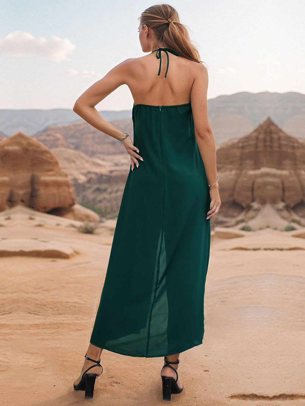 Layered Halter Neck Wide Leg Jumpsuit - Siennasass