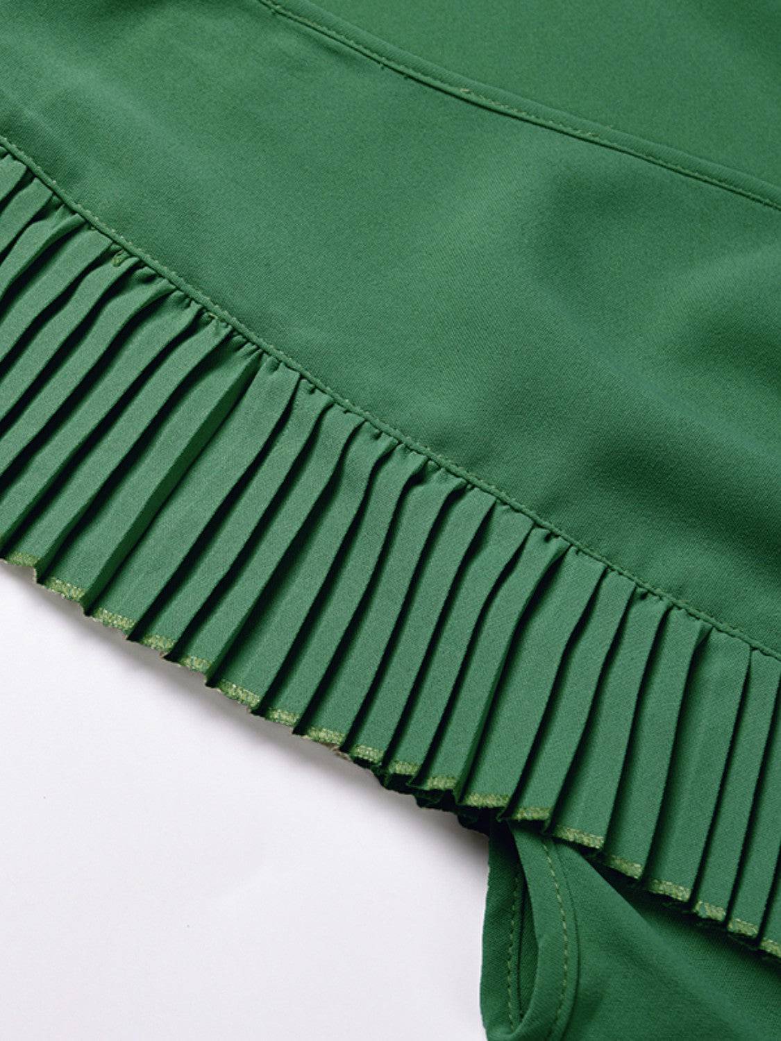 Tied Surplice Cap Sleeve Pleated Dress - Siennasass