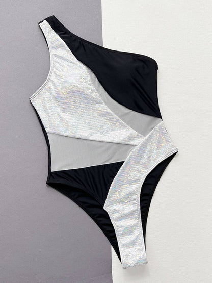 Contrast Panel One-Piece Swimsuit - Siennasass