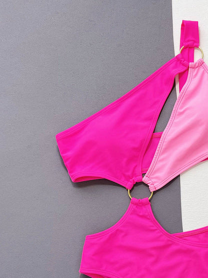 One-Shoulder Cutout Ring Detail One-Piece Swimsuit - Siennasass