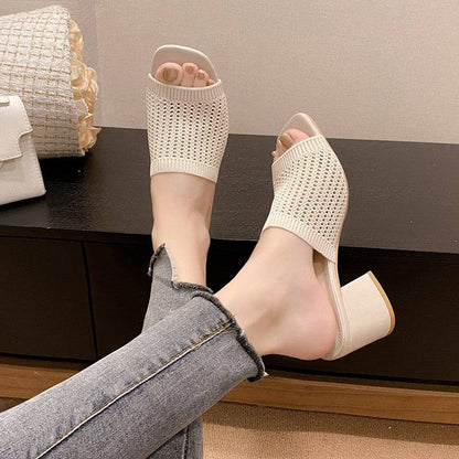 Stricksandalen mit Blockabsatz
