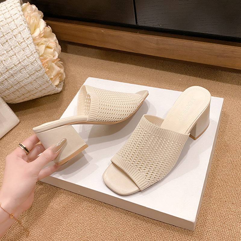 Stricksandalen mit Blockabsatz